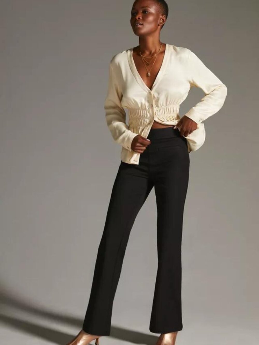 Maeve by Anthropologie Slim Flare Black Pant NWT